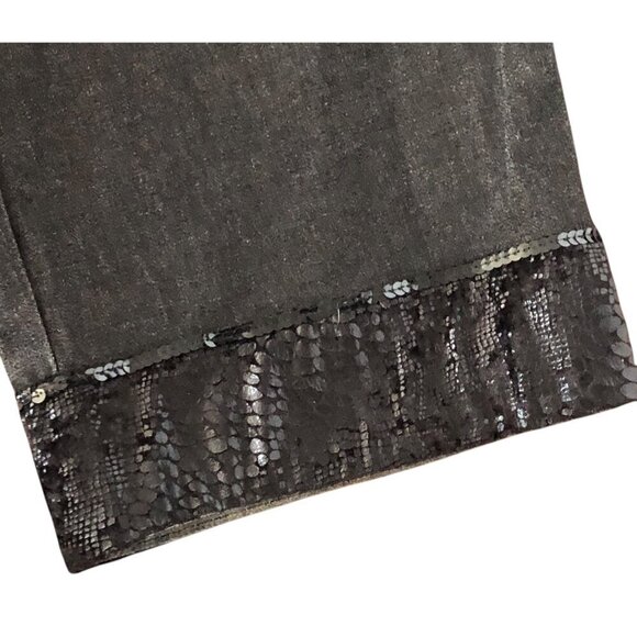 Women's Lane Bryant Plus Size 28 Black Dark Denim Look Pant with Sequin Hemline - Picture 3 of 6